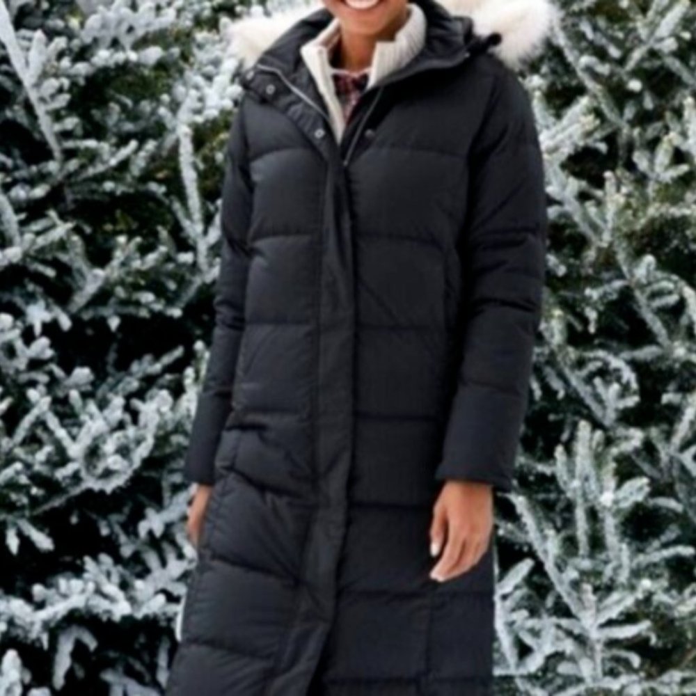 L.L. BEAN Down Ultra Warm Coat, Three Quarter Length in Black Size M (Petite)